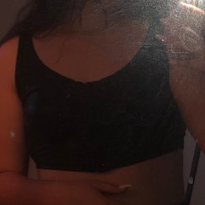 black leather corset crop tank top